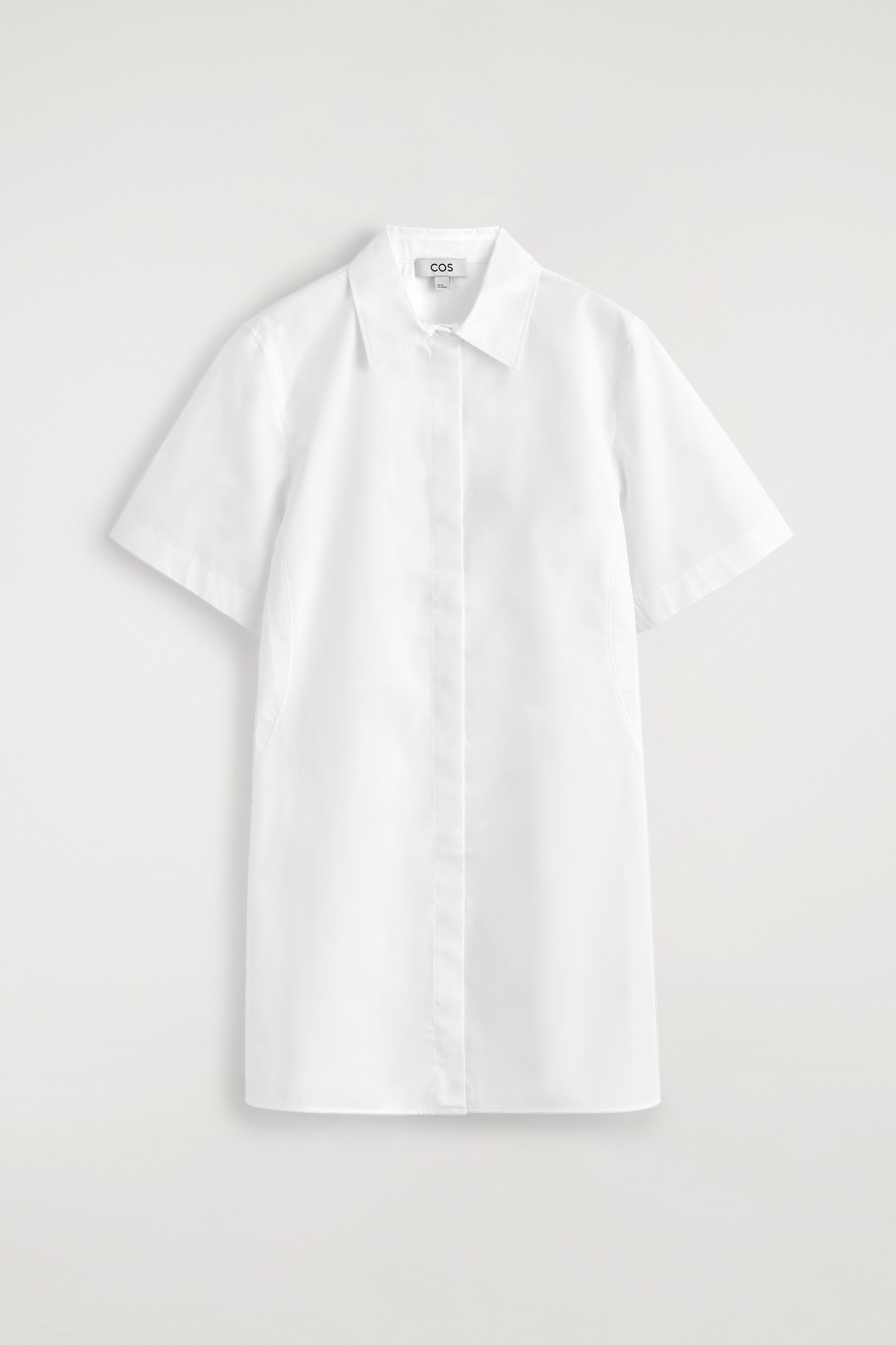 cos mini shirt dress COS Women's Flared Mini Shirt Dress in Black | Cotton