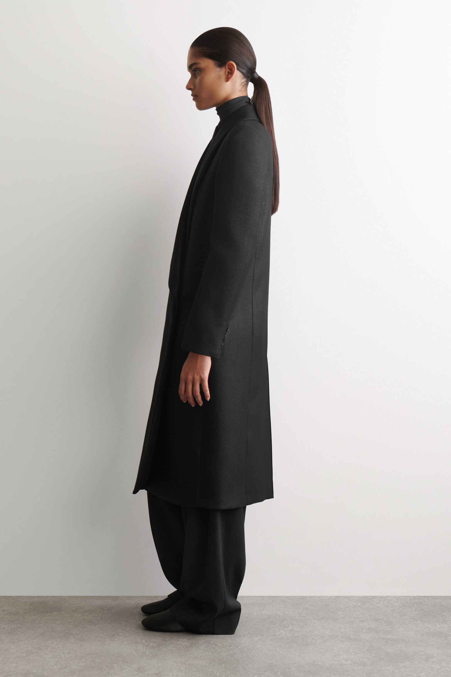 TAILORED METALLIC WOOL-BLEND COAT - NERO - 4