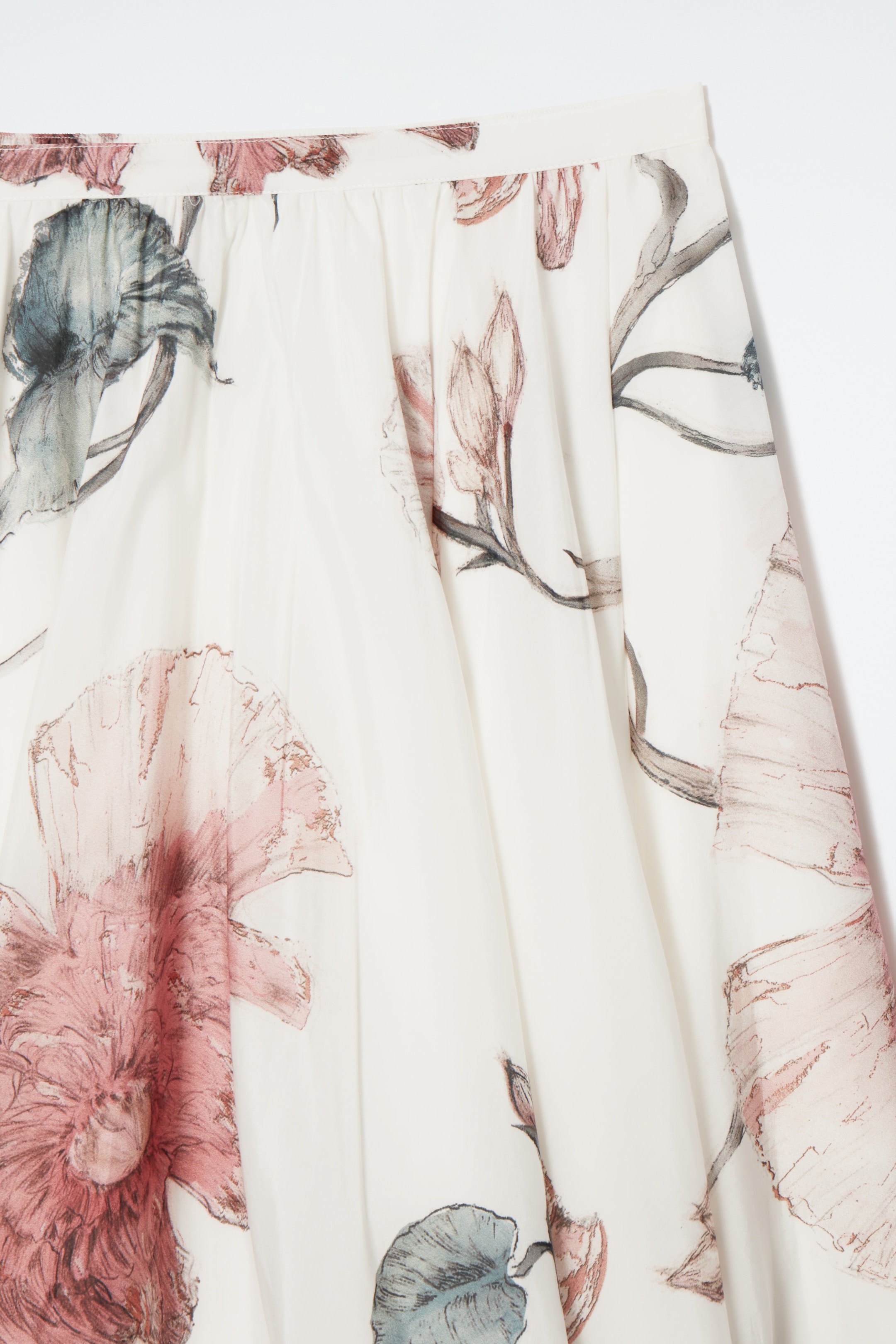 View larger image: BUBBLE-HEM MIDI SKIRT - WHITE / FLORAL - Ladies | H&M GB 2