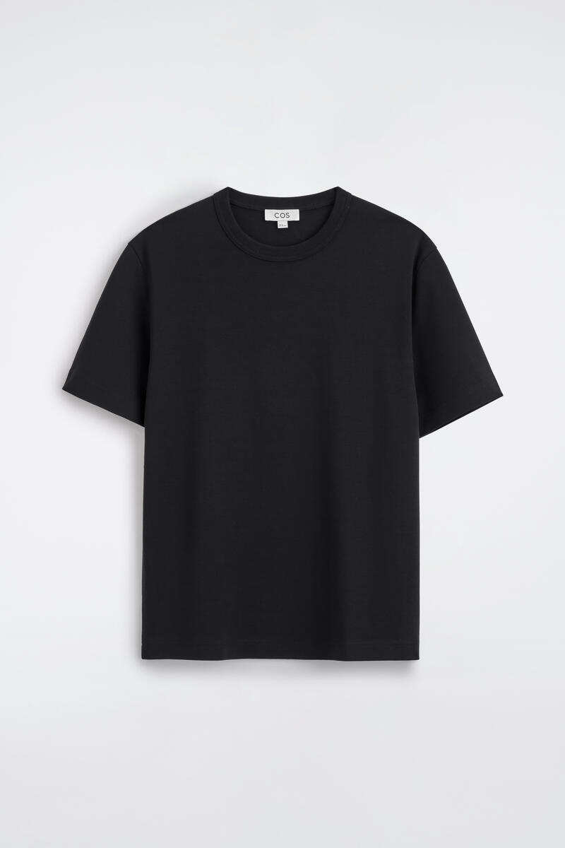 COS Interlock Cotton Crew-Neck T-Shirt Black Men's Large