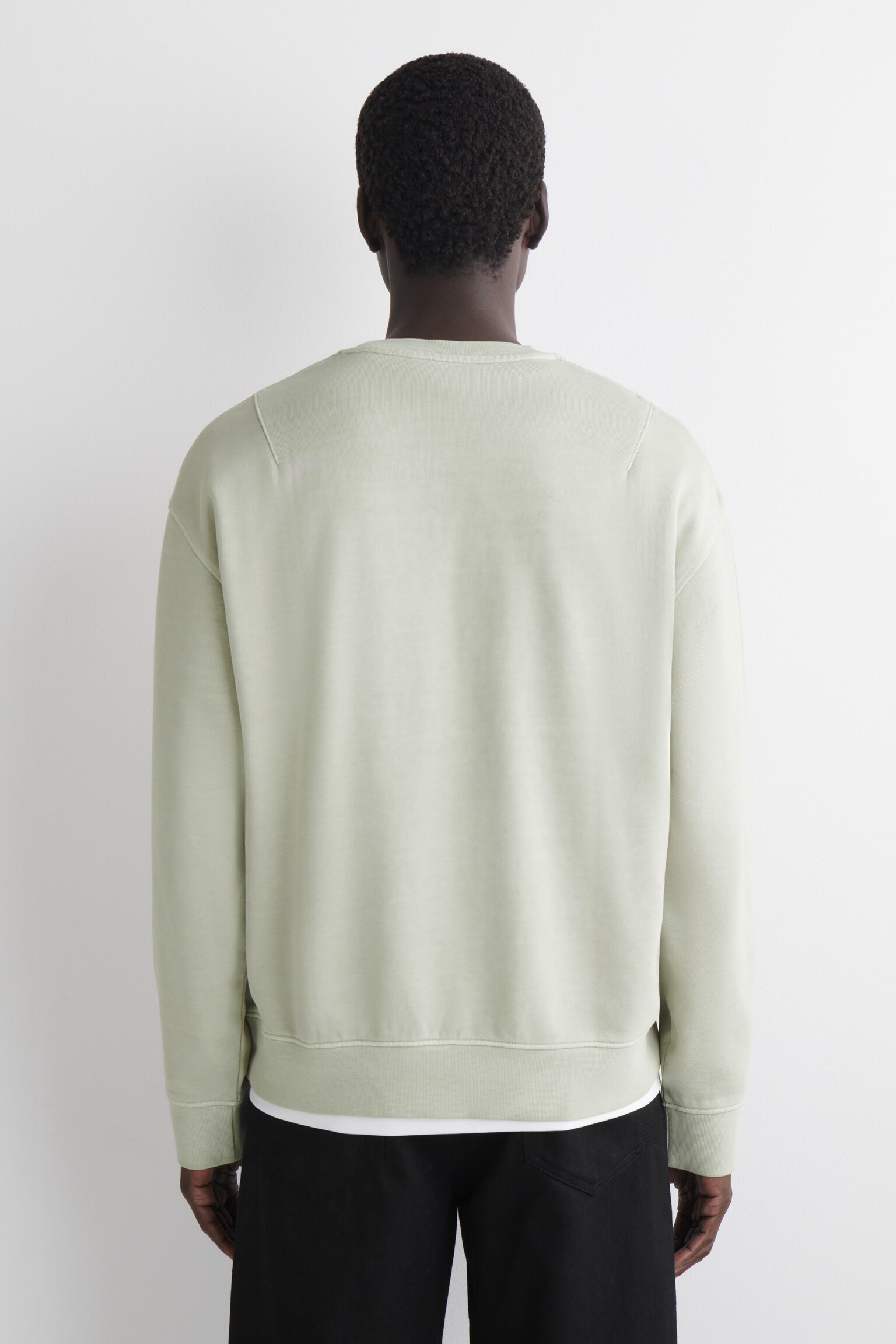 Camisola em algodão lavado - VERDE CLARO/AZUL-MARINHO/BRANCO - 4