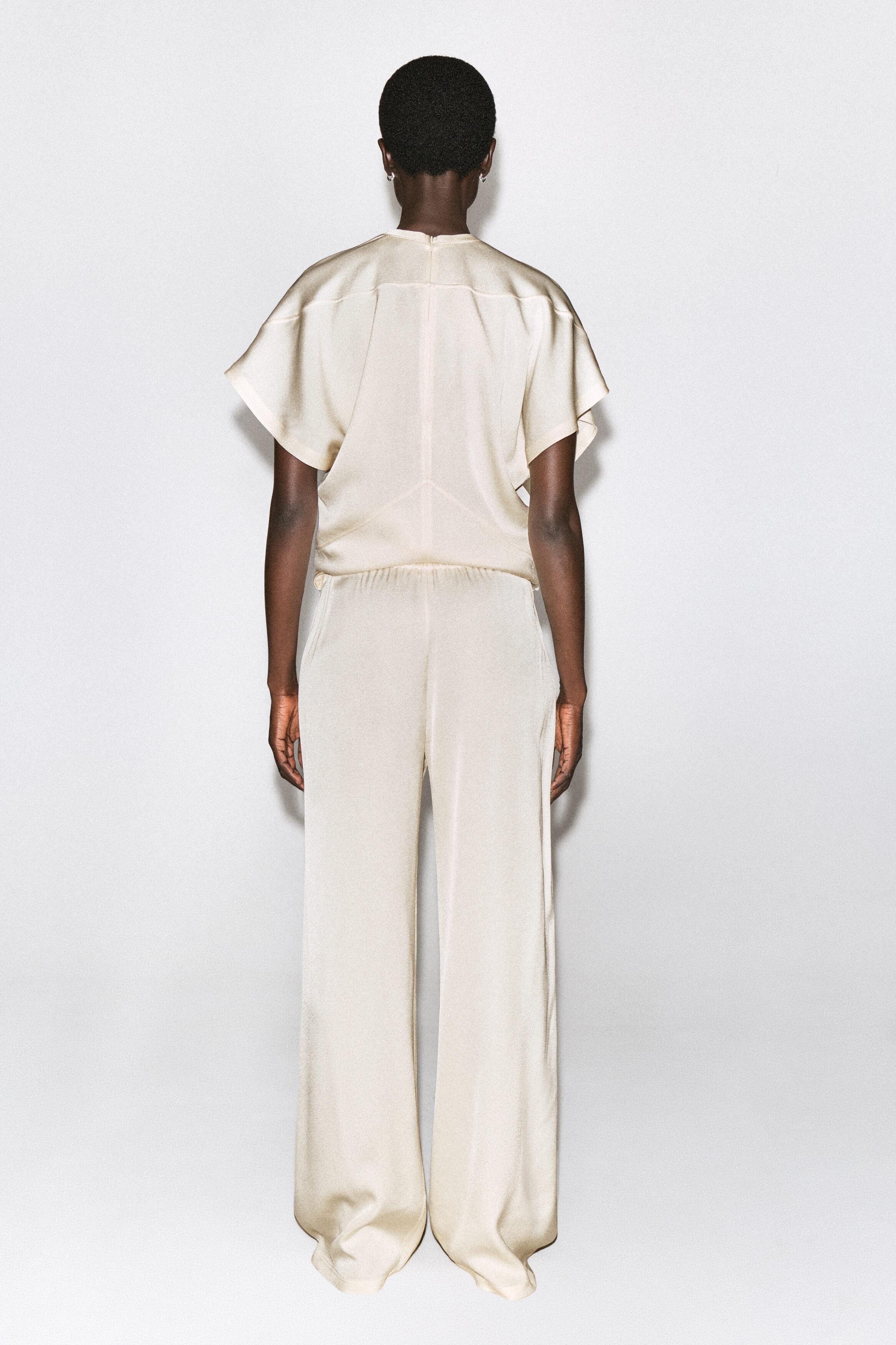 ELASTICATED CREPE STRAIGHT-LEG PANTS - thumbnail 5
