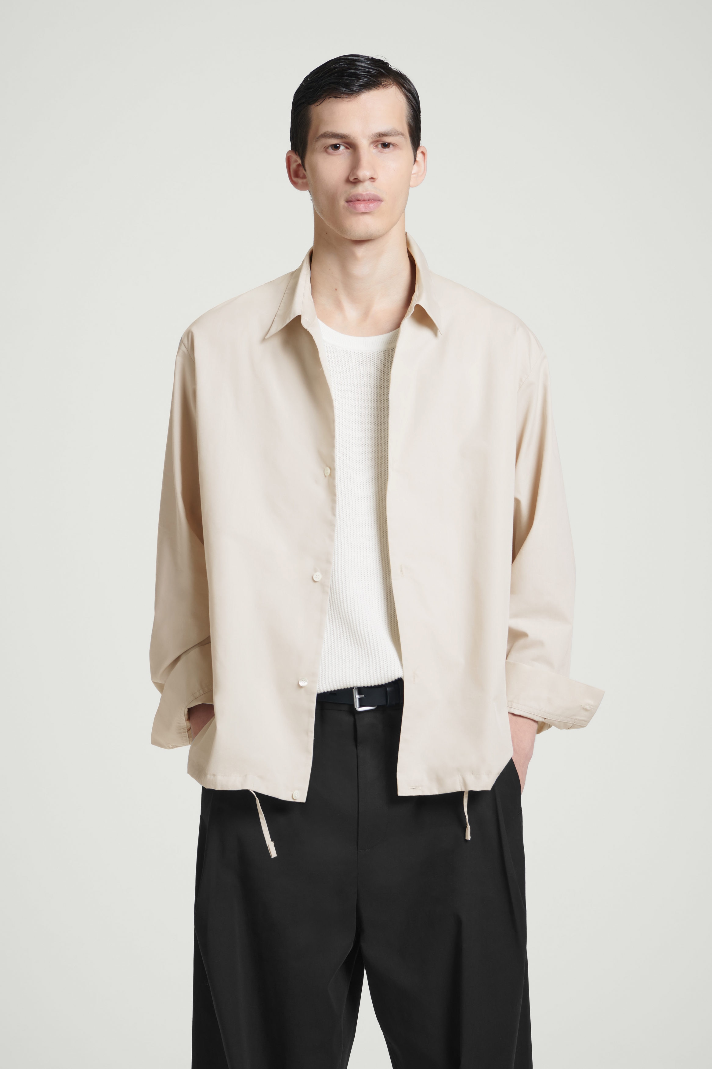 “COS MEN” リラックスウォッシュドコットンスウェットシャツ RELAXED-FIT KNITTED POLO SHIRT リラックスフィット ニット