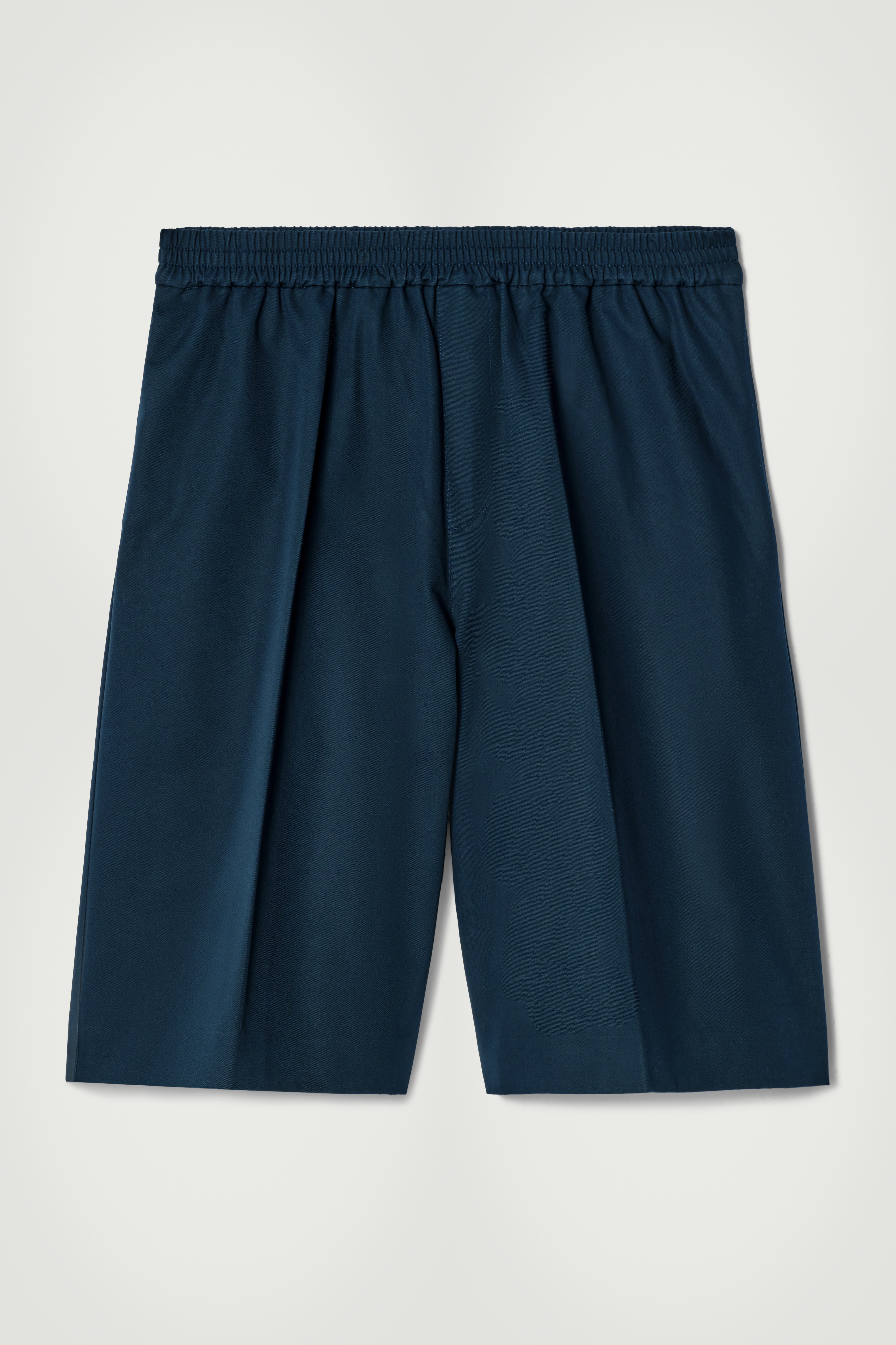 OVERSIZED ELASTICATED WIDE-LEG SHORTS - NAVY