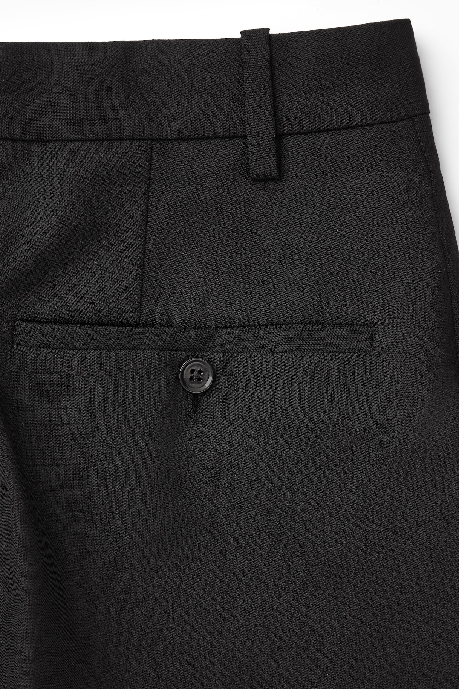 REGULAR TURN-UP WOOL WIDE-LEG TROUSERS - BLACK - 3
