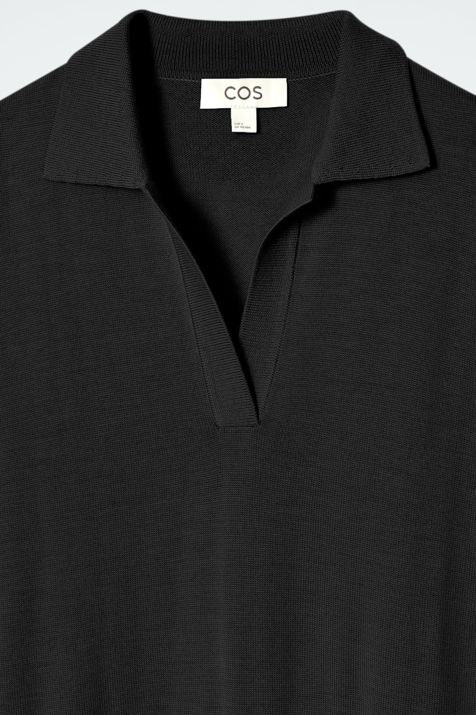 MERINO WOOL POLO DRESS - BLACK/COBALT - 6