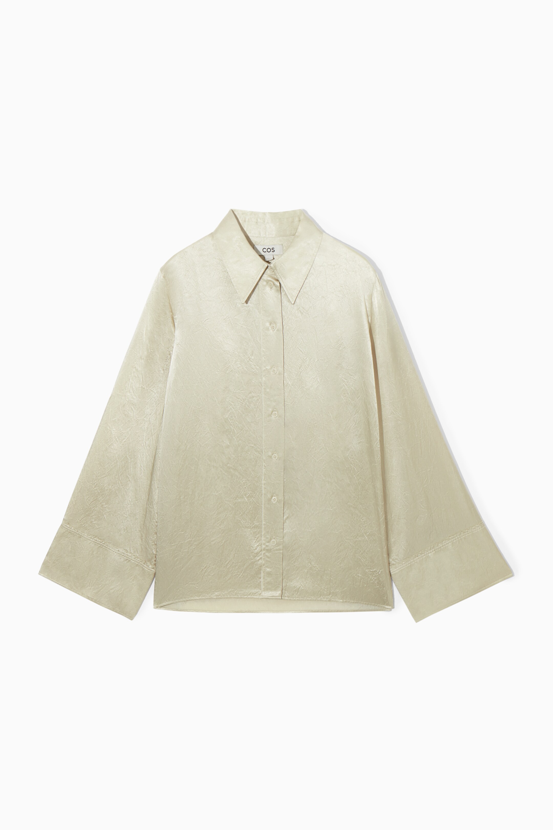 View larger image: WIDE-SLEEVE CRINKLED-SATIN SHIRT - CREAM - Ladies | H&M GB 1