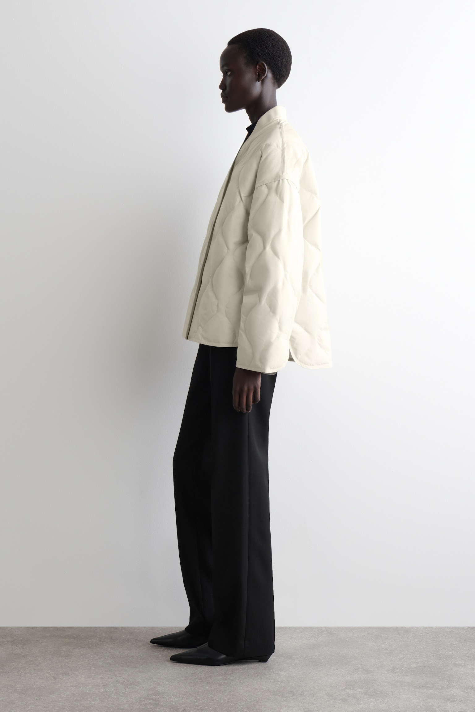 VESTE OVERSIZE MATELASSÉE - IVOIRE/BRUN FONCÉ - 3