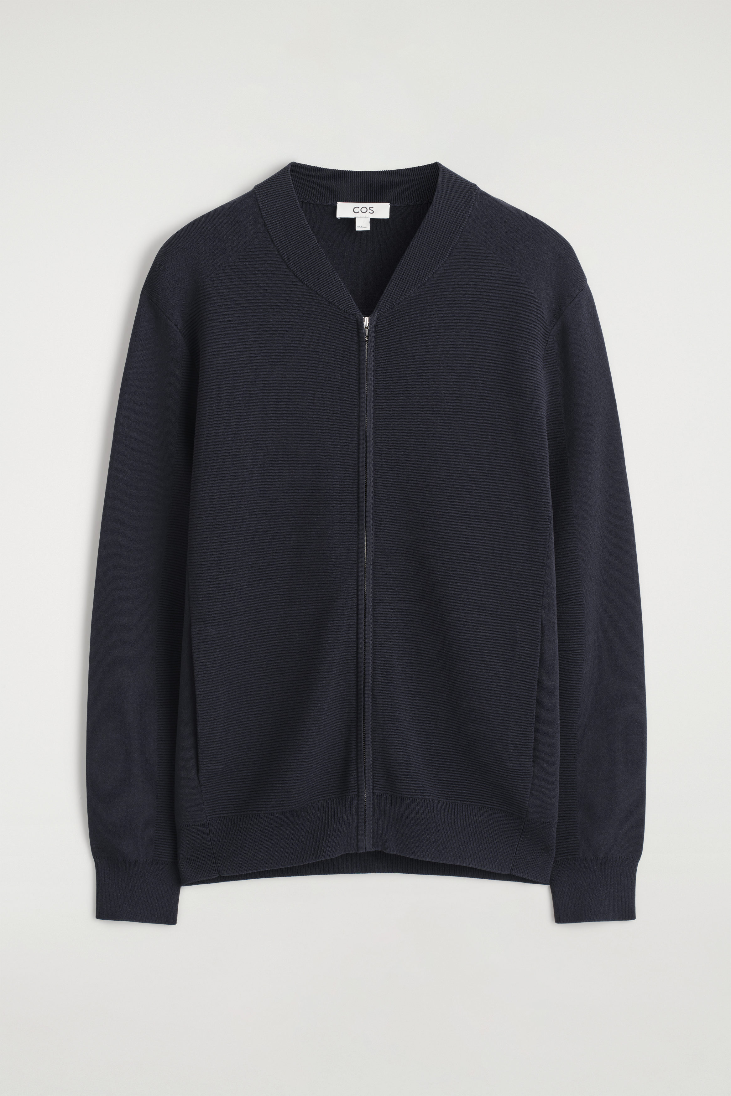 CONTRAST-STRIPE KNITTED TRACK JACKET - NAVY / IVORY | COS