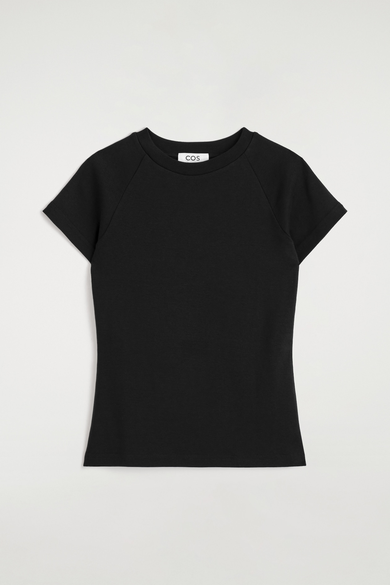 SLIM COTTON RAGLAN T-SHIRT — BLACK
