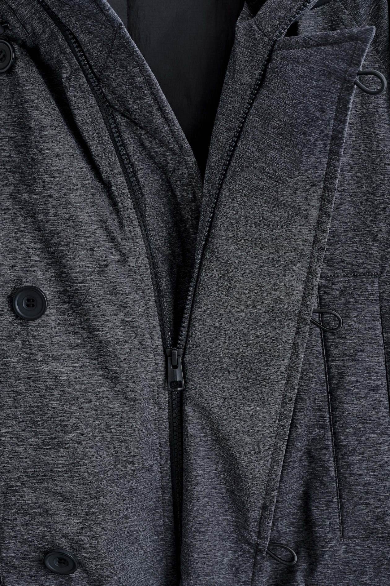 TECHNICAL HOODED DOWN PARKA — DARK GRAY