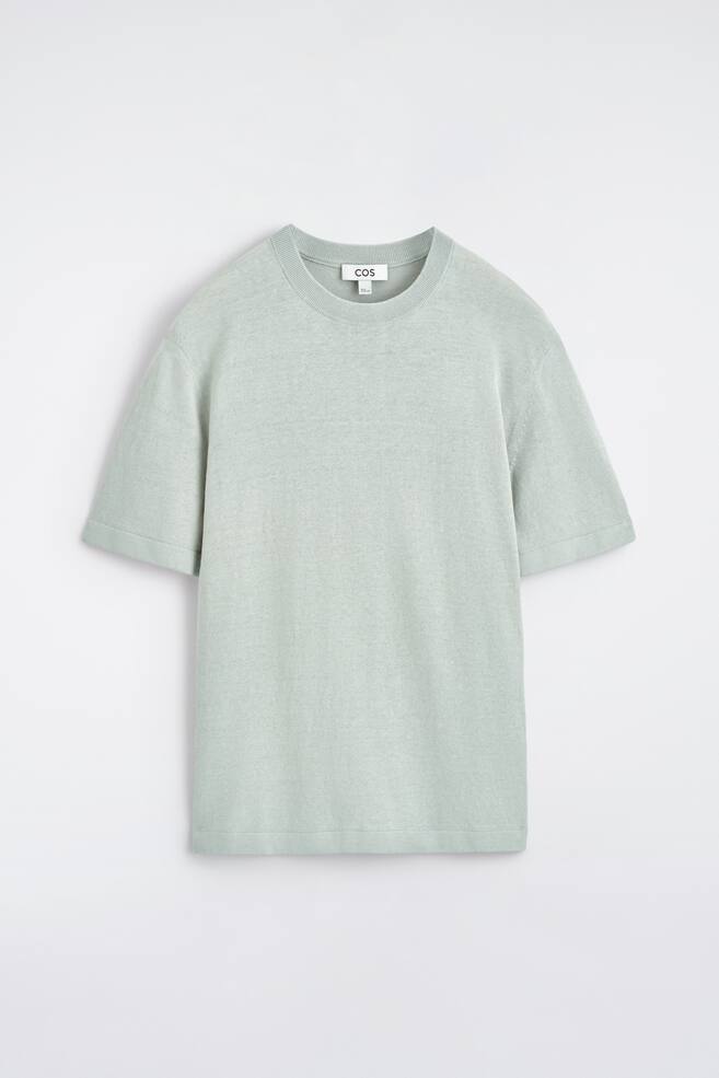 T-SHIRT IN MAGLIA DI LINO - VERDE CHIARO/GRIGIO MÉLANGE - 1