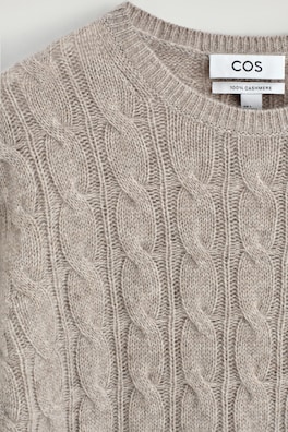 CABLE-KNIT PURE CASHMERE SWEATER — BEIGE 6