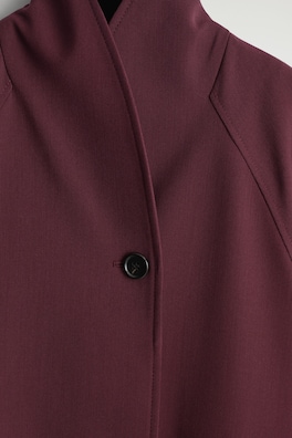 BELTED WOOL-BLEND SHAWL-COLLAR JACKET — BURGUNDY 6