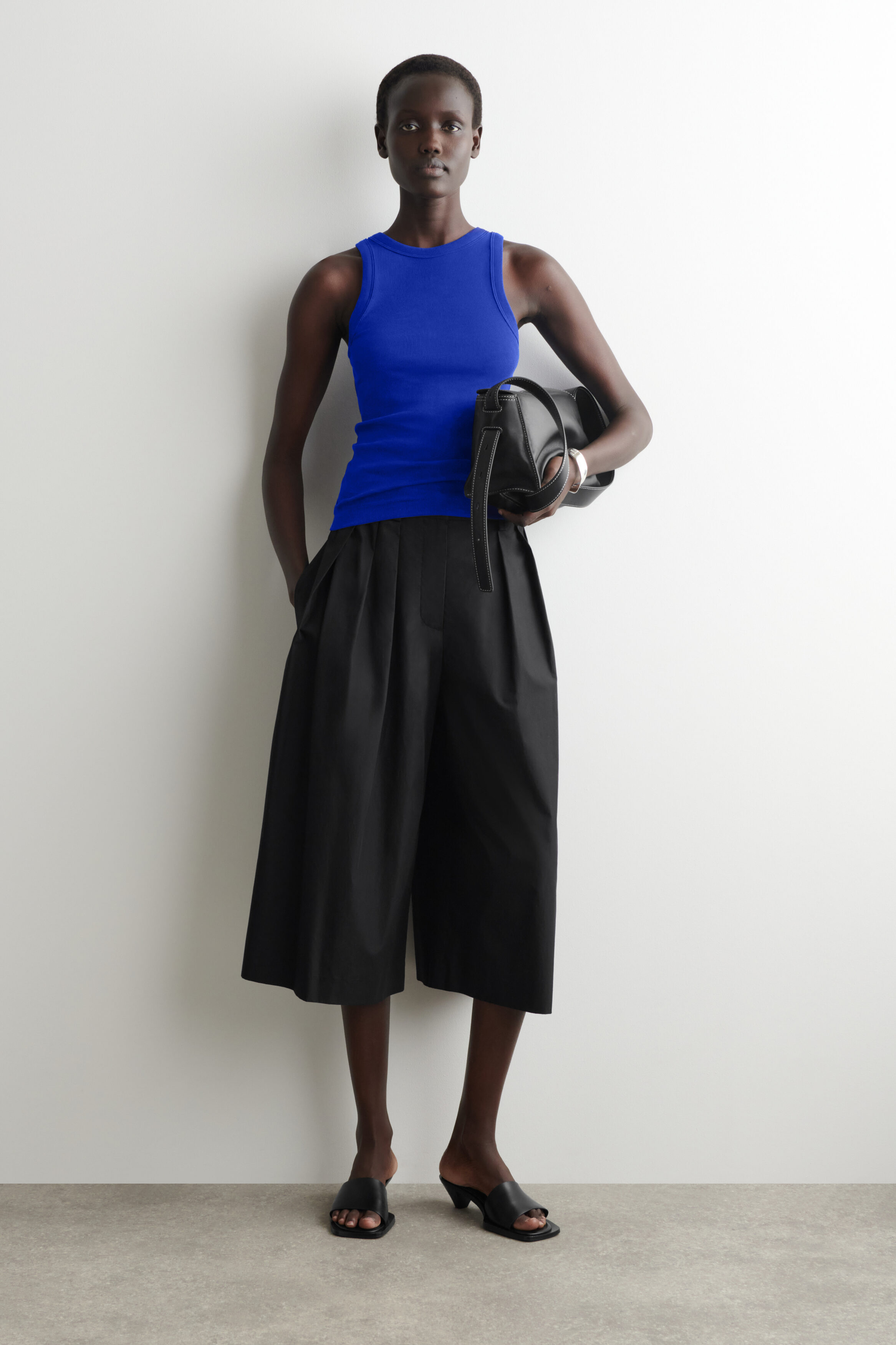 RIBBED COTTON TANK TOP - BLUE | COS US