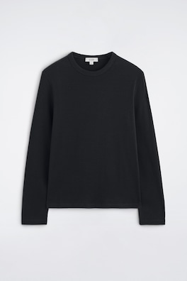 SLIM RIBBED COTTON LONG-SLEEVED T-SHIRT — BLACK 9