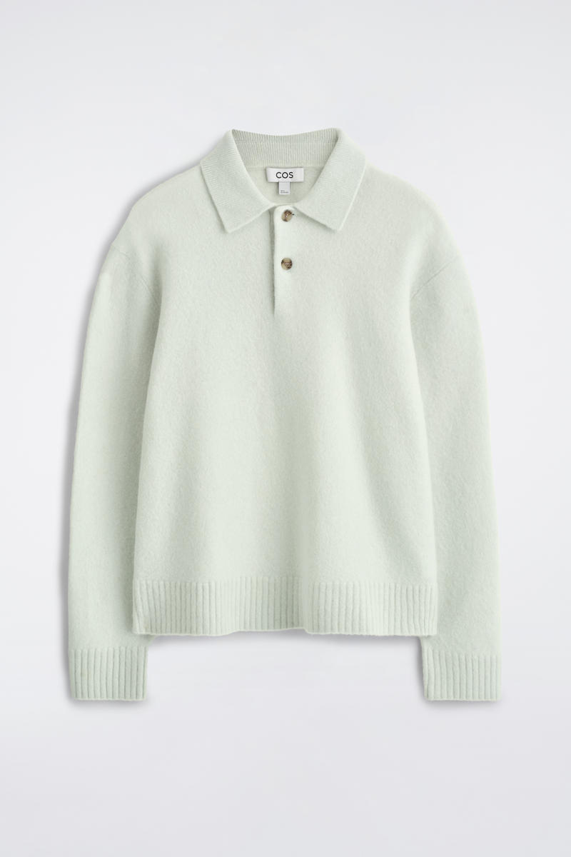 Cos Brushed-wool Polo Shirt In Blue In Blue