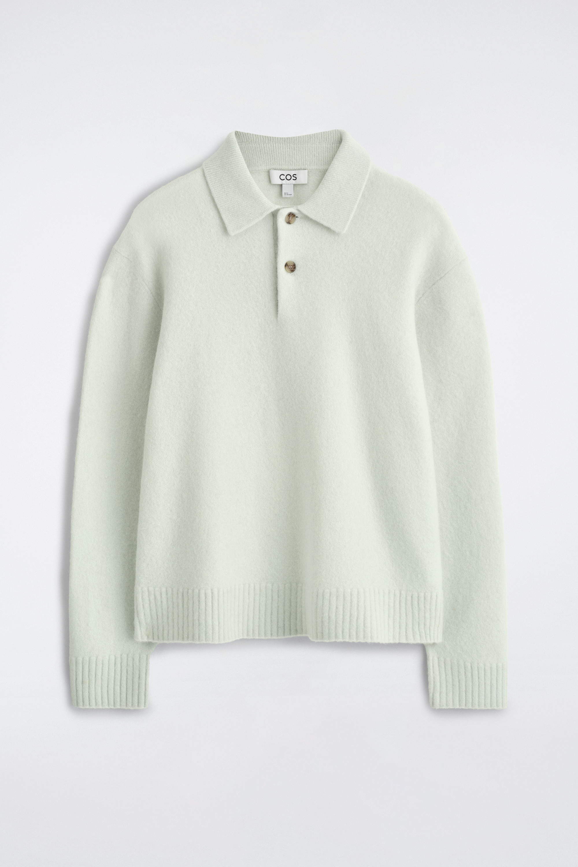 BRUSHED-WOOL POLO SHIRT - ICE BLUE | COS