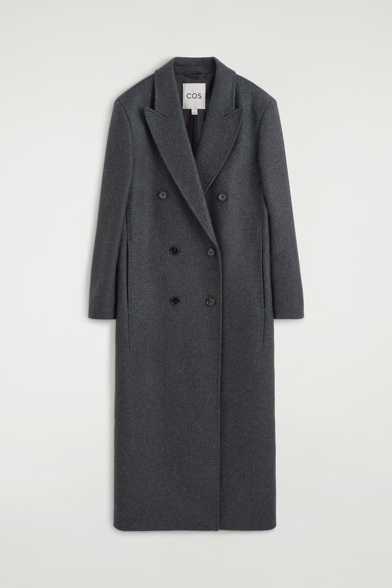 Tailored Wool-Blend Double-Breasted Coat