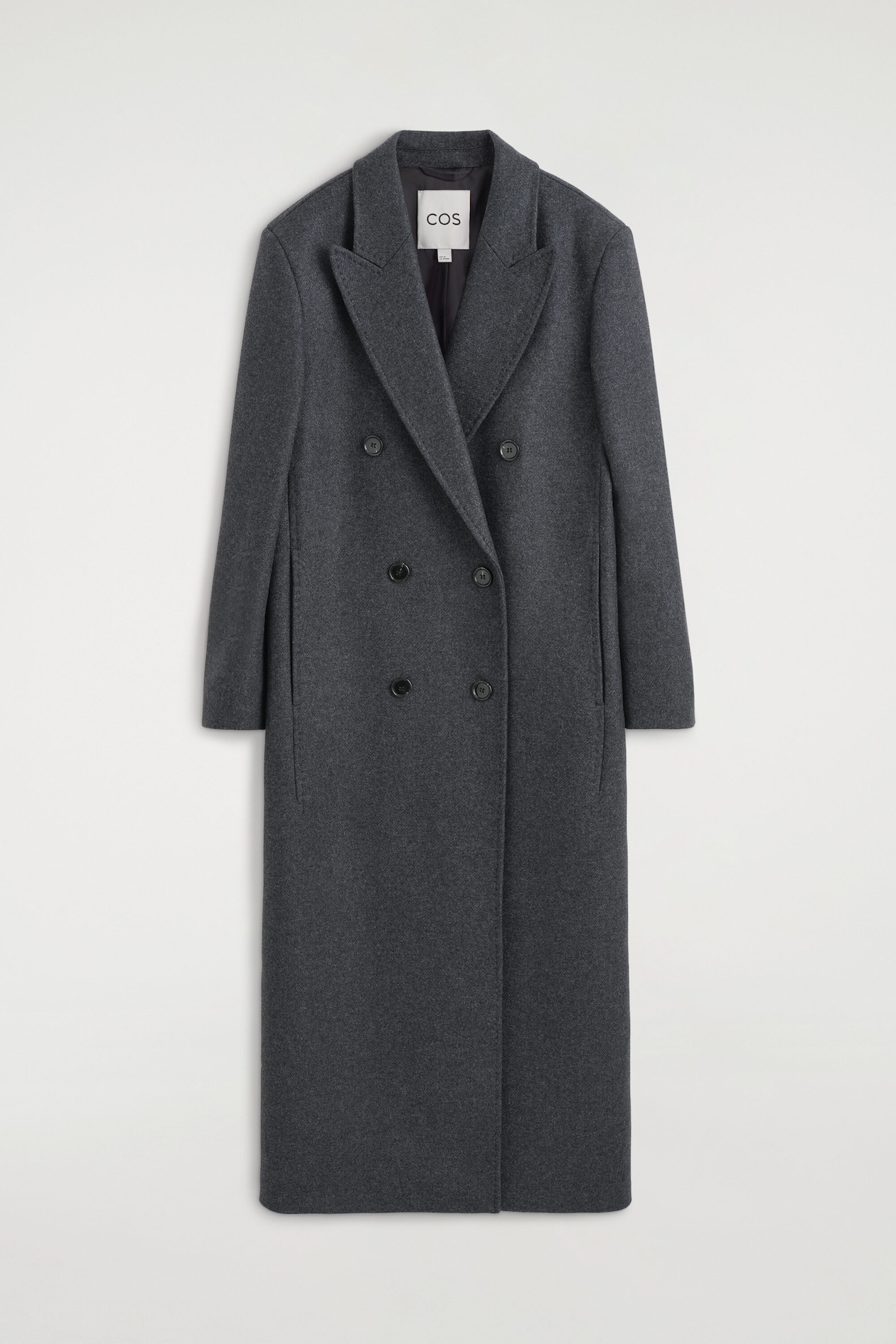 TAILORED WOOL-BLEND DOUBLE-BREASTED COAT — GRAY