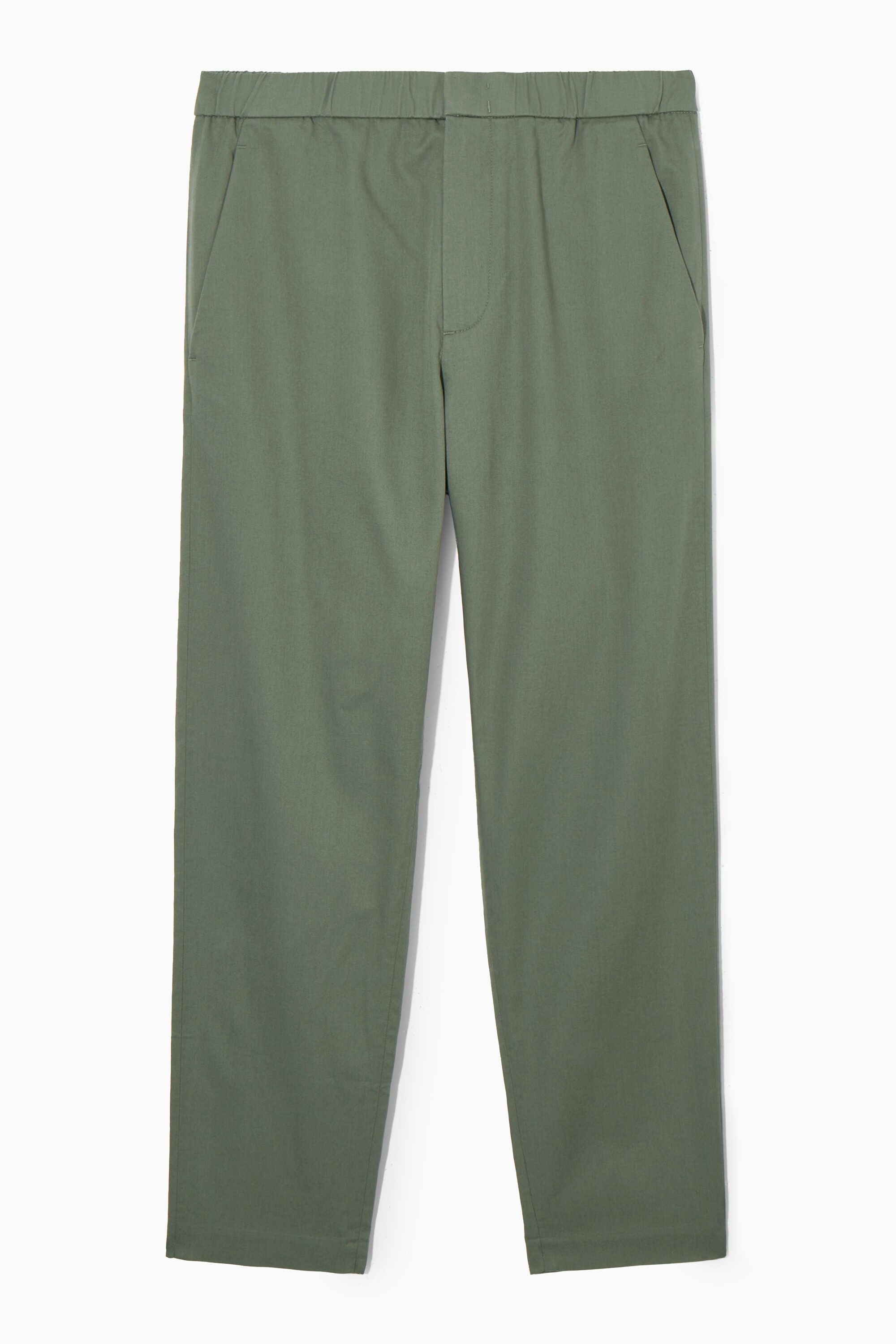 【T/C PRESSED TROUSER】 Bottle Green ０ Tapered leg pants with elastic waistband Dark Green | Mexx