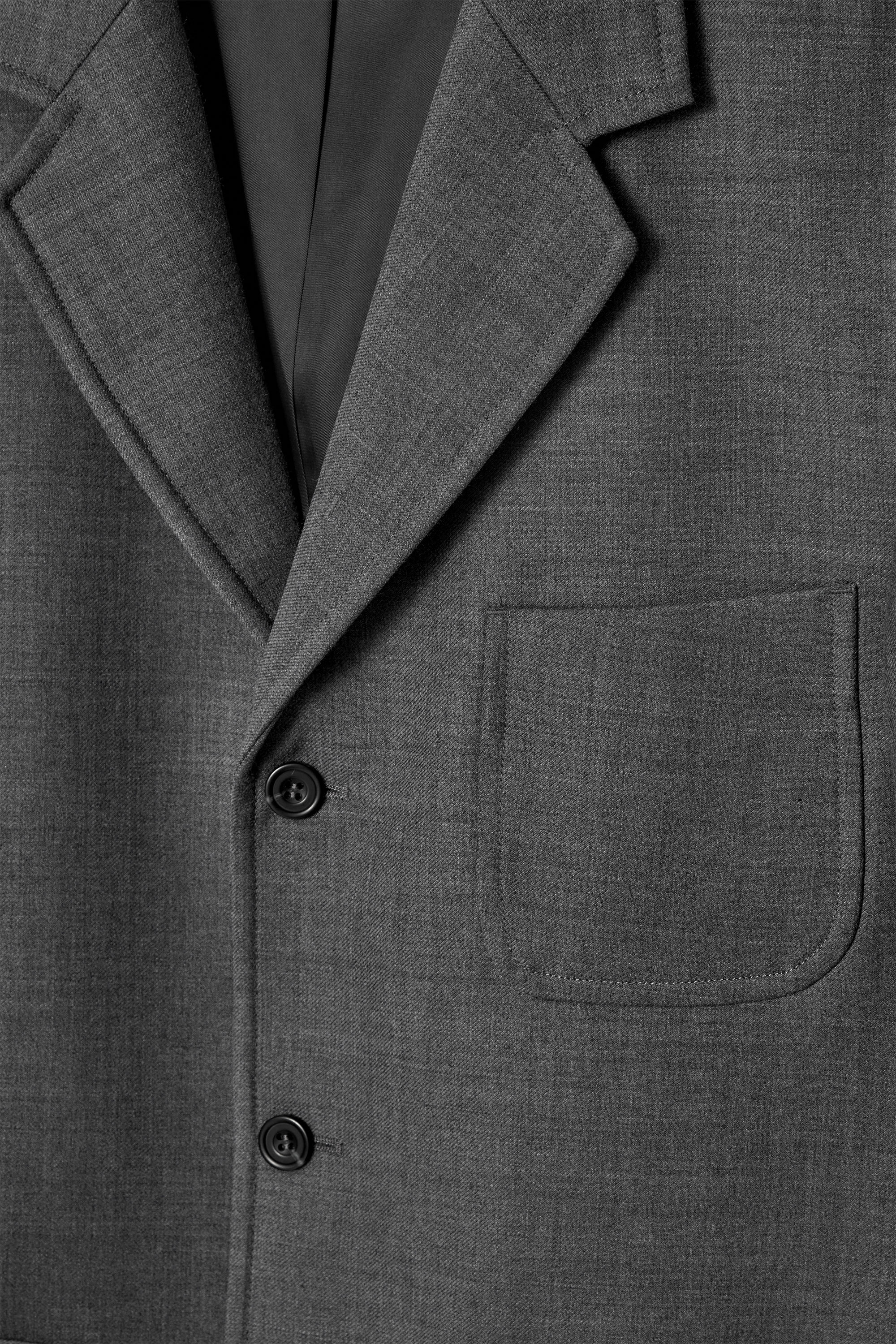 RELAXED UNSTRUCTURED MERINO WOOL-BLEND BLAZER - GREY | COS AU