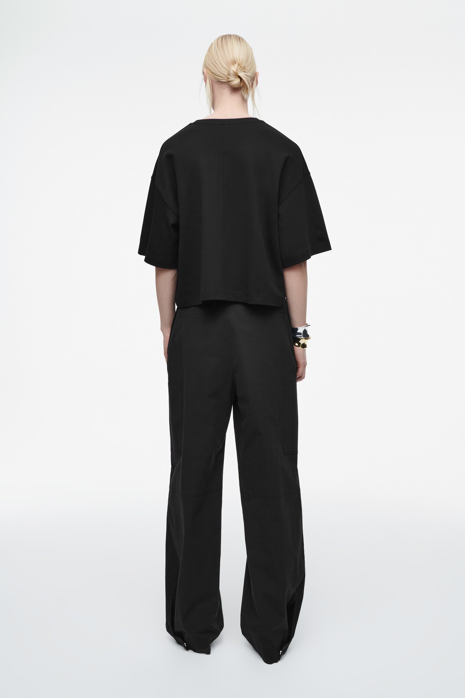 Tricou supradimensionat cu croială boxy - NEGRU/ALBASTRU DESCHIS/ALB - 9