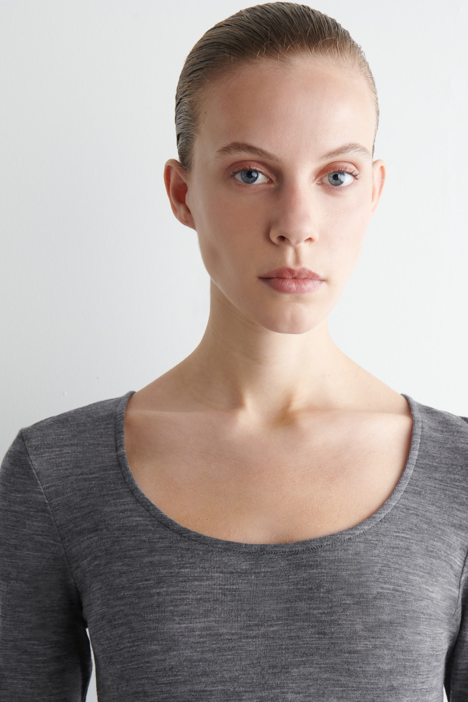 MERINO WOOL SCOOP-NECK TOP - GREY MÉLANGE - 7