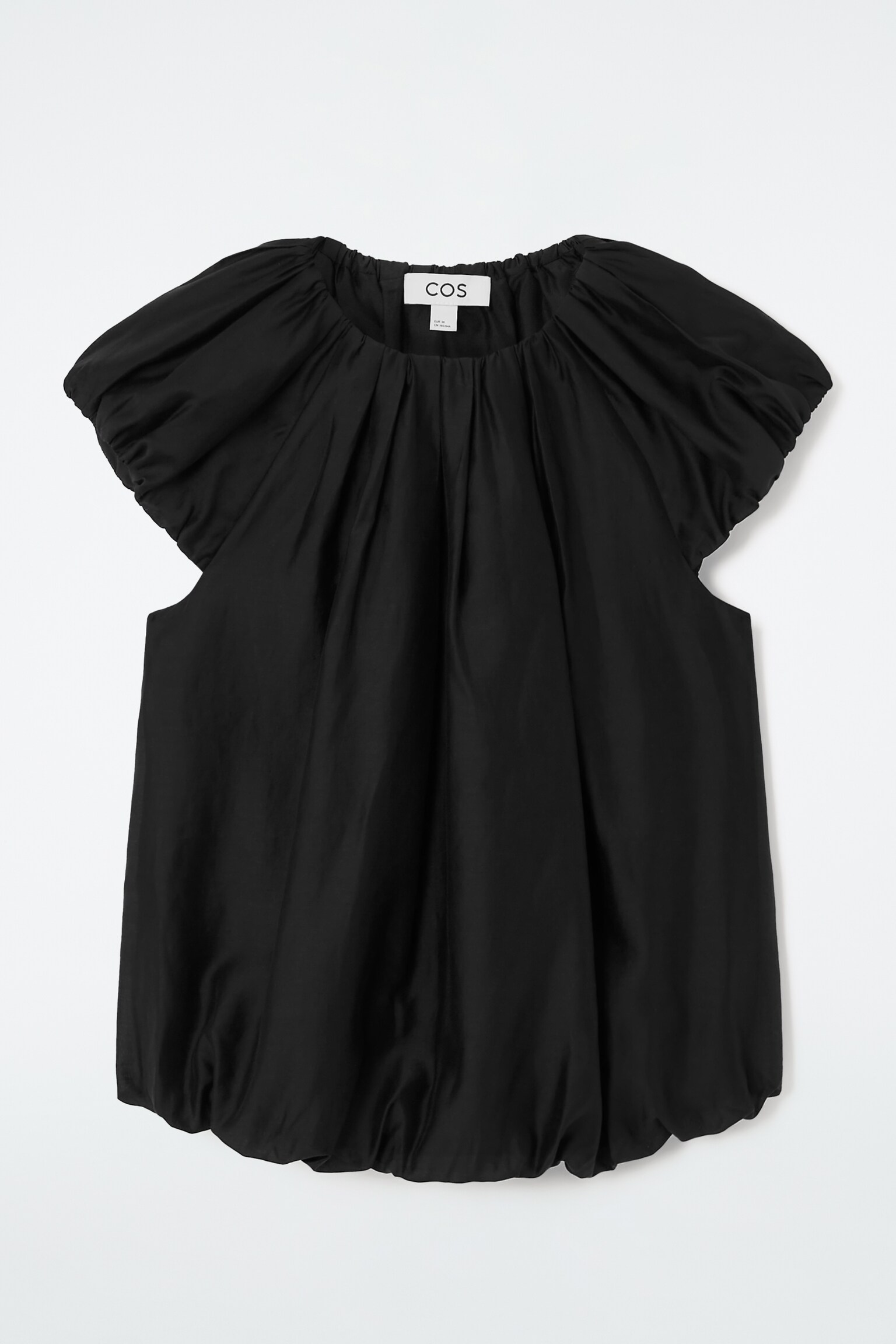 VOLUMINOUS PARACHUTE BLOUSE - BLACK/LIGHT BLUE