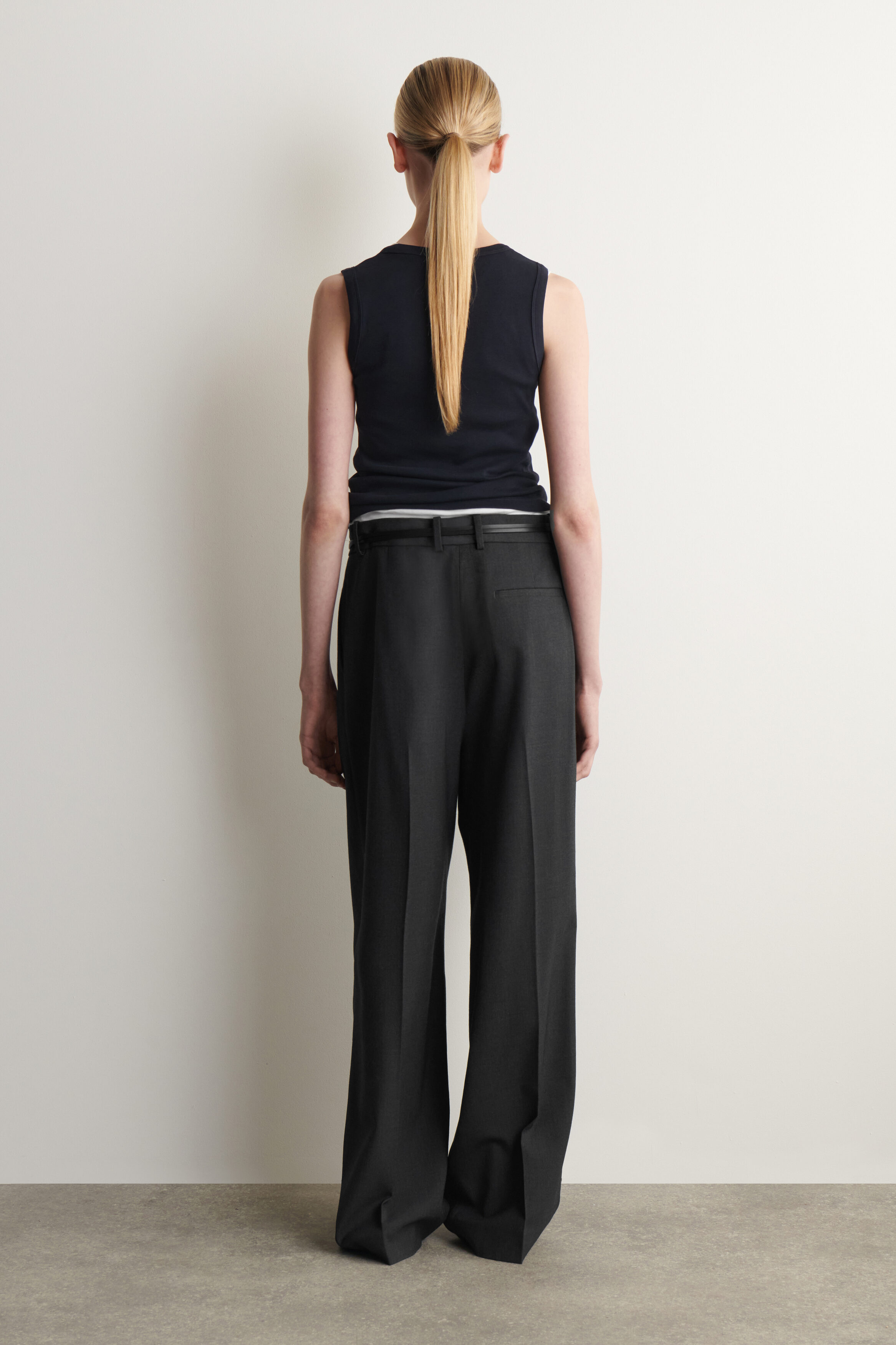 RELAXED TWILL WIDE-LEG PANTS - DARK GREY | COS CA