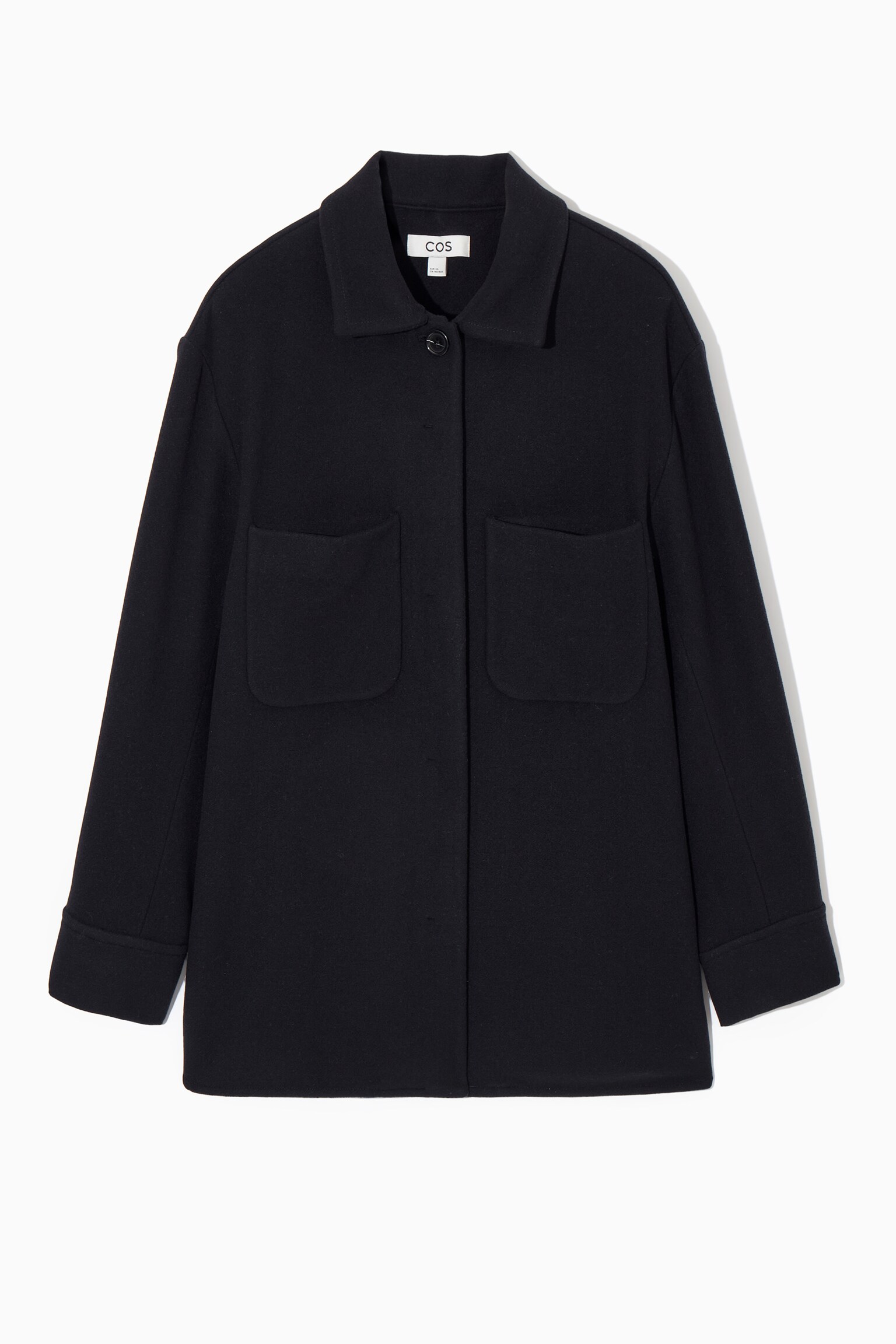 PATCH-POCKET WOOL OVERSHIRT - DARK NAVY