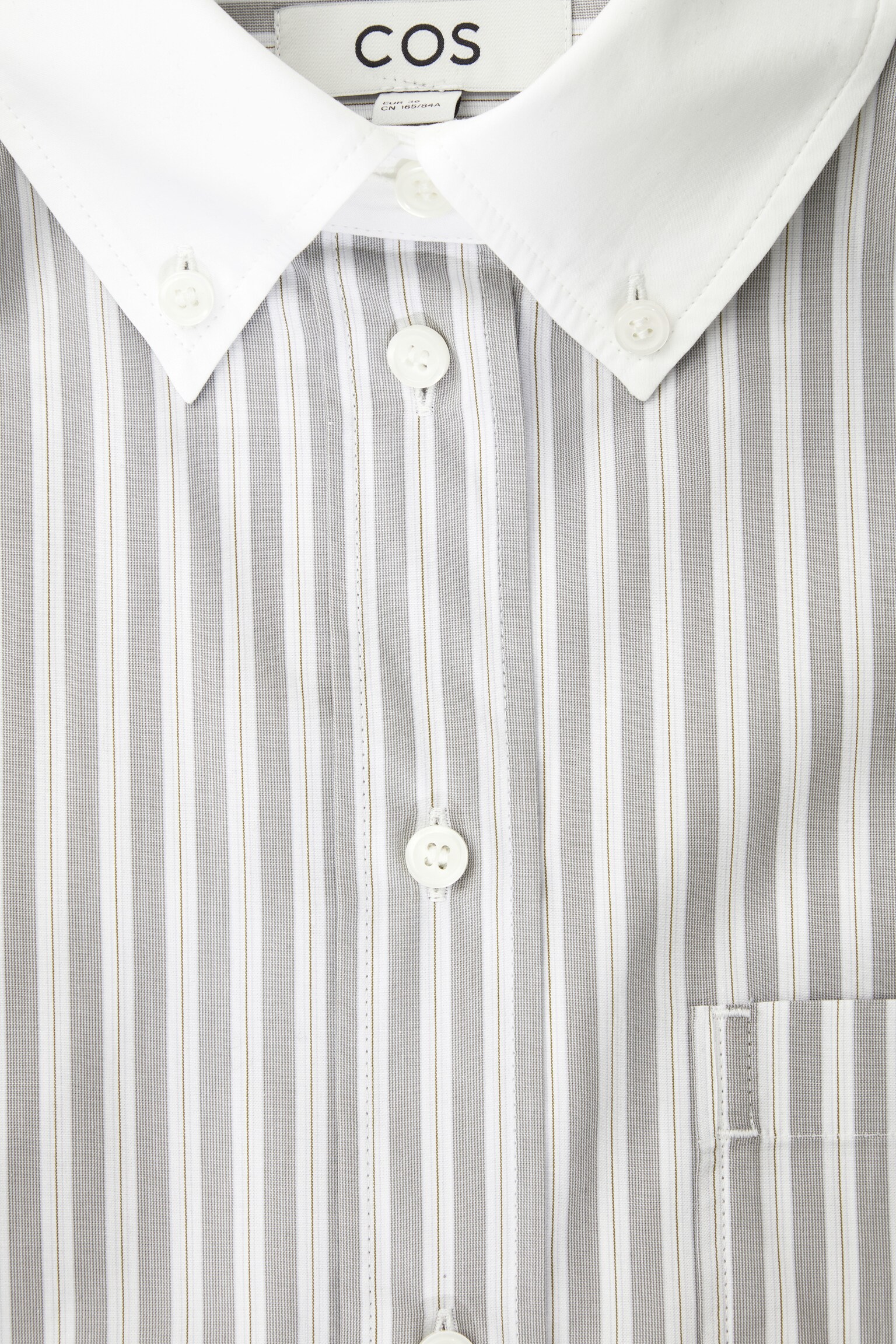 OVERSIZED CONTRAST-TRIM PINSTRIPED SHIRT - DARK GREY - 2