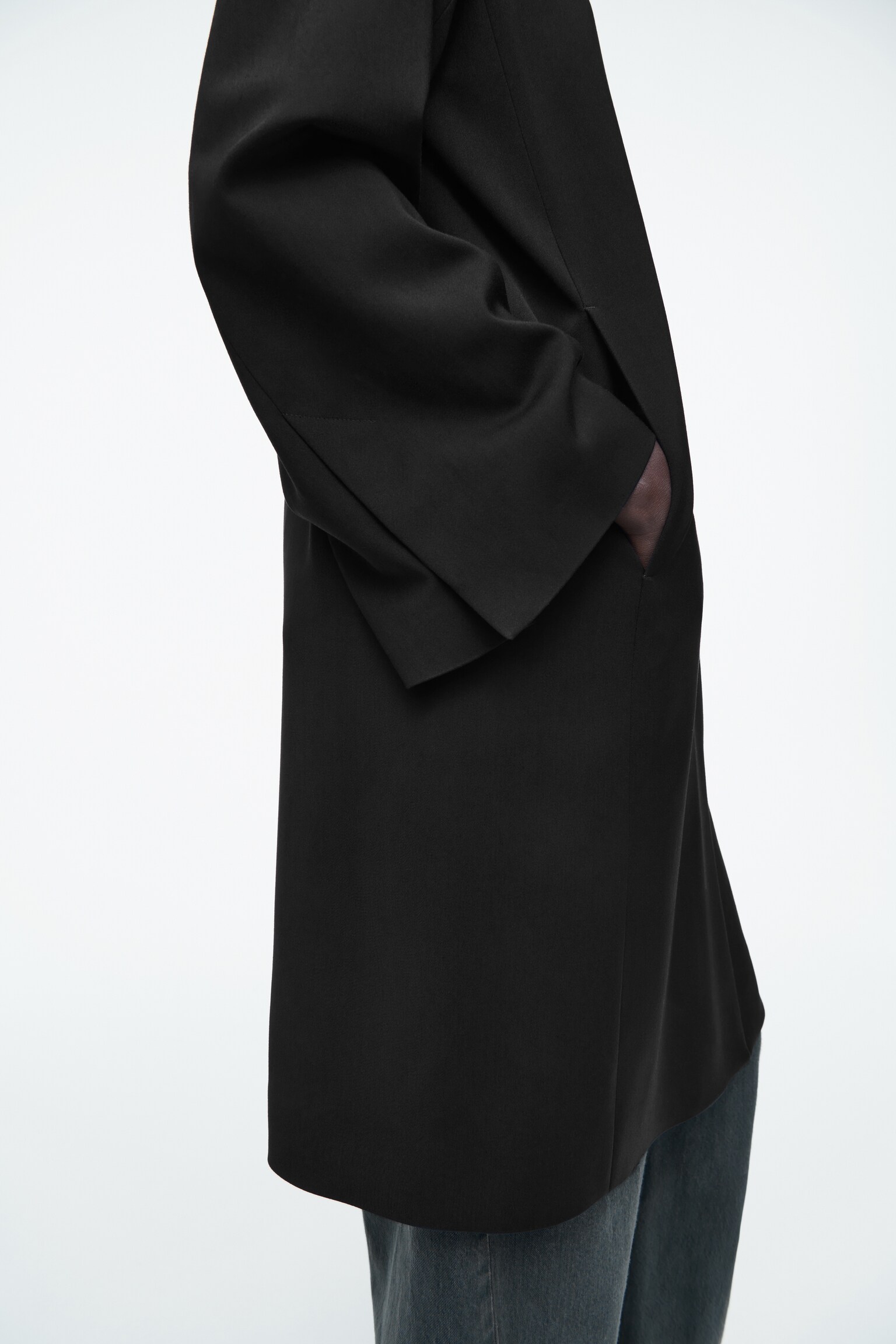 SINGLE-BREASTED CAR COAT - BLACK - 3