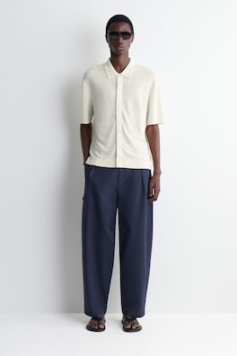 TEXTURED KNITTED LINEN SHIRT — CREAM 2