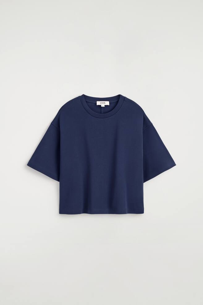 Wijdvallend T-shirt van katoen met rechte snit - MARINEBLAUW/WIT/Donkergroen/ZWART - 1