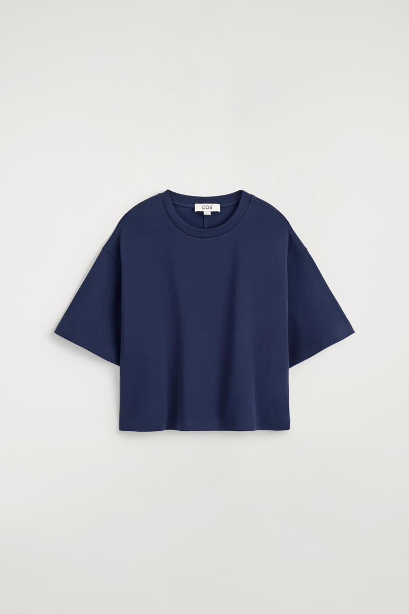 COS Oversized Boxy Cotton T-Shirt Navy Women's Extra Large
