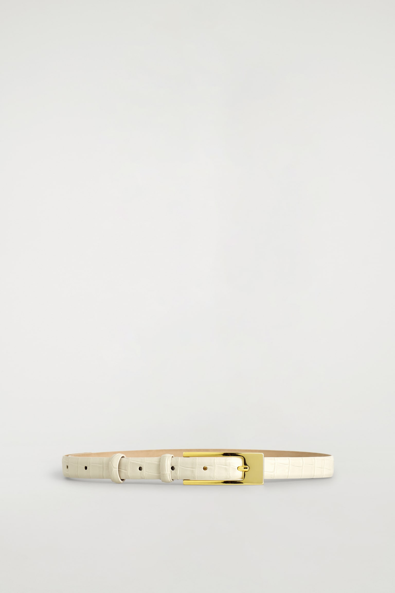 LEDERGÜRTEL MIT LÄNGLICHER SCHNALLE - ELFENBEIN/KROKODILOPTIK/SCHWARZ - 2