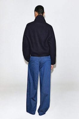 SCULPTED MERINO WOOL ZIP-UP JACKET — NAVY 6