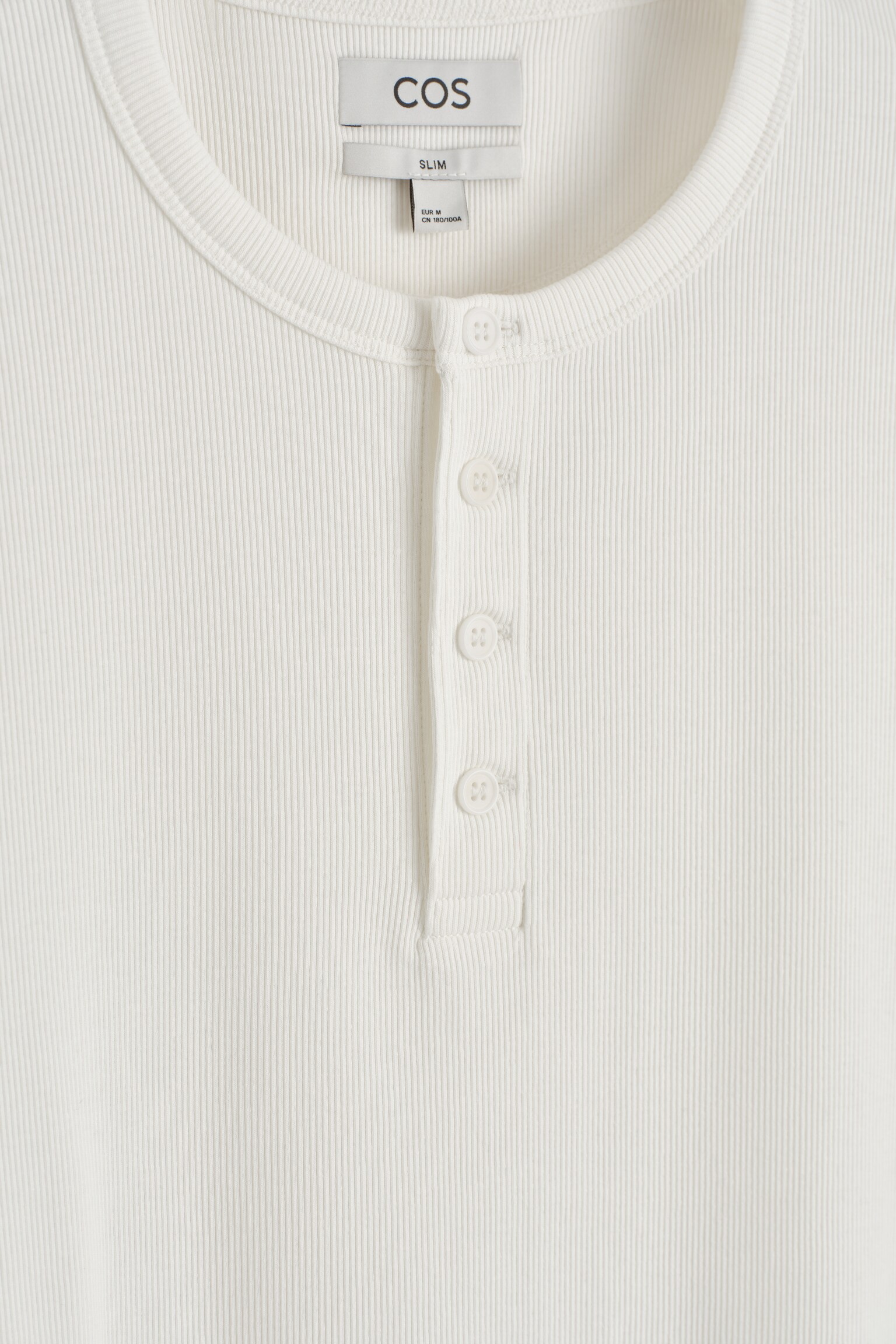T-SHIRT HENLEY CÔTELÉ COUPE SLIM - BLANC/NOIR - 6
