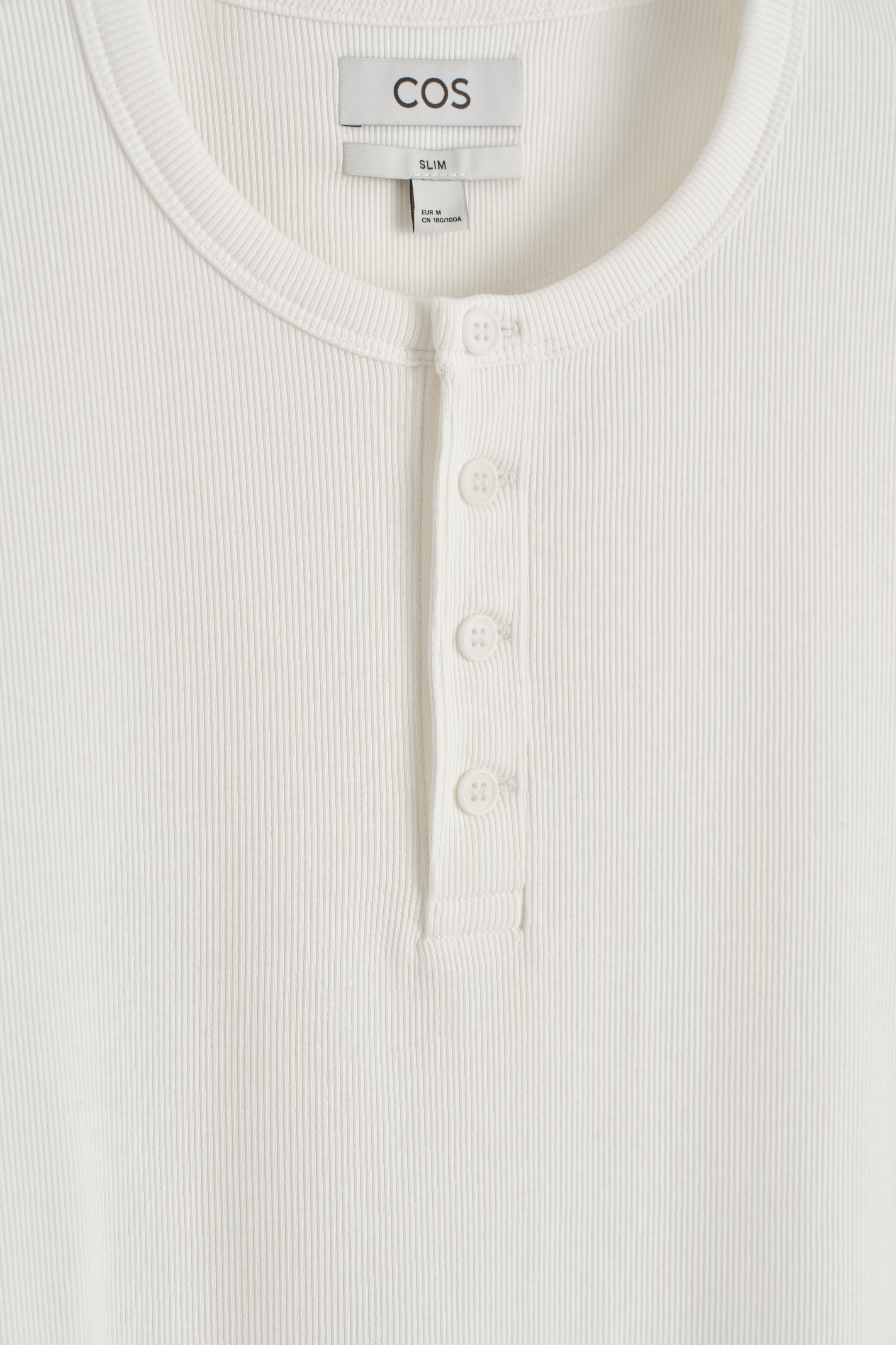 View larger image: SLIM-FIT RIBBED HENLEY T-SHIRT - WHITE - Men | H&M GB 7