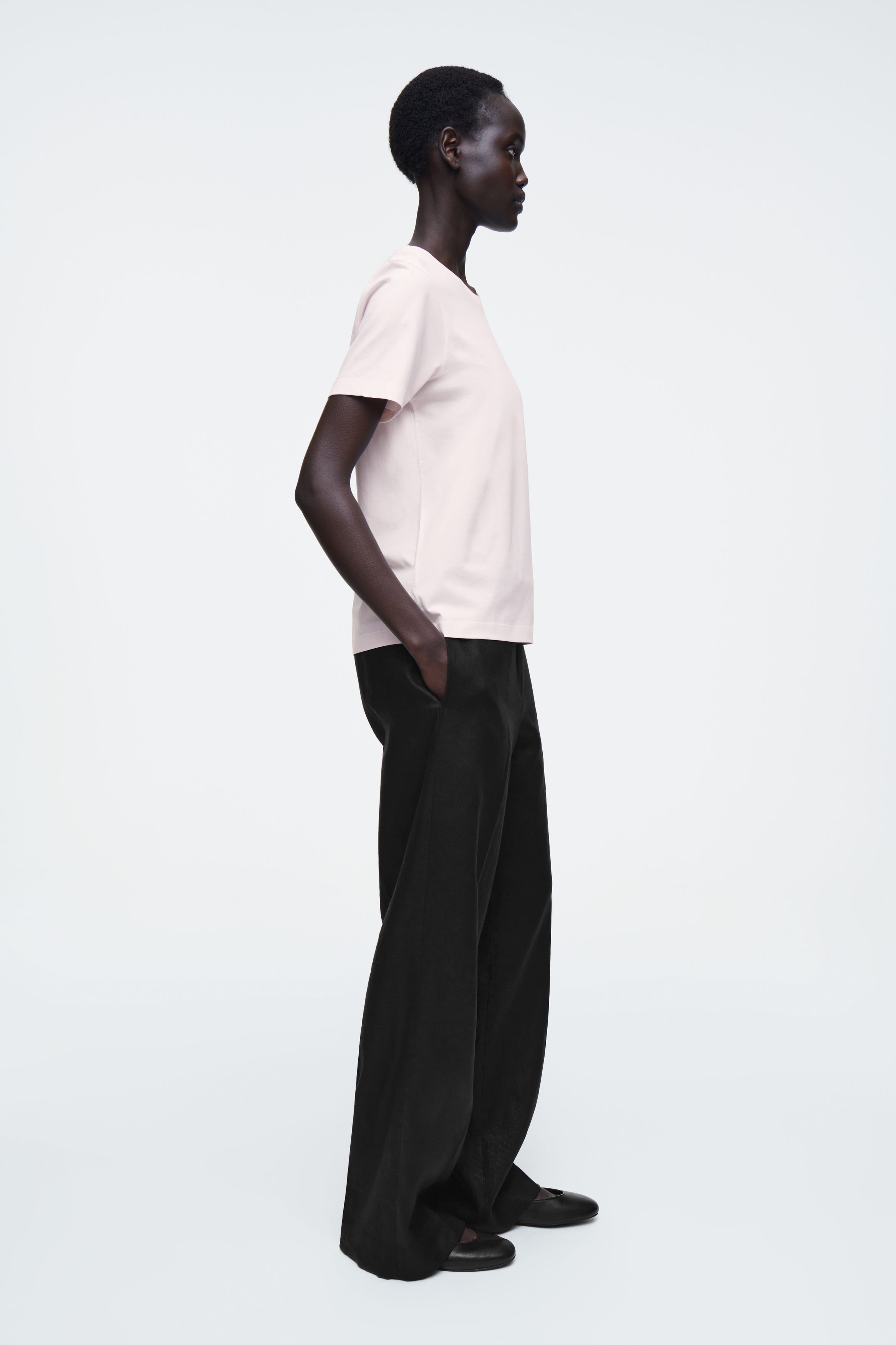 CREW-NECK COTTON T-SHIRT - LIGHT PINK | COS
