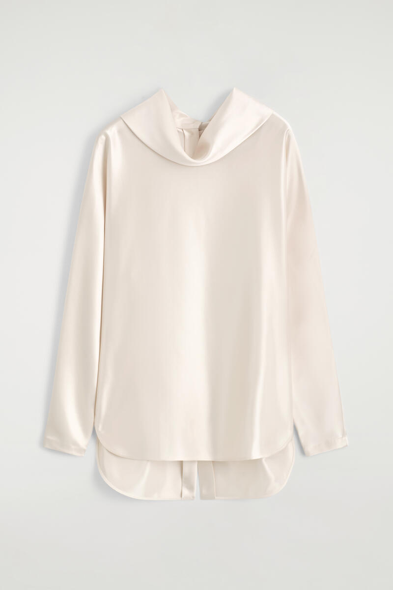 Cowl-Neck Satin Blouse