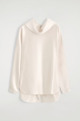 COWL-NECK SATIN BLOUSE — CREAM 8