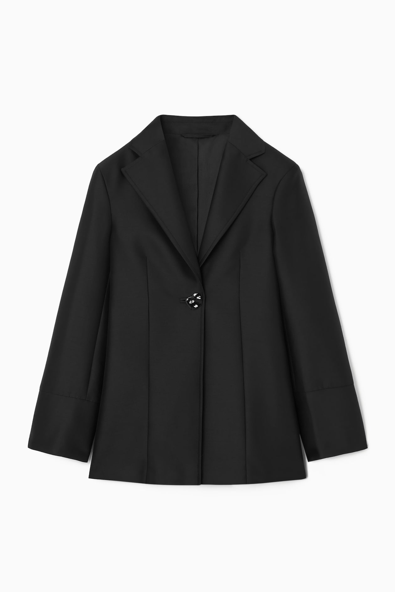SLIM BROOCH-DETAIL WOOL-BLEND BLAZER