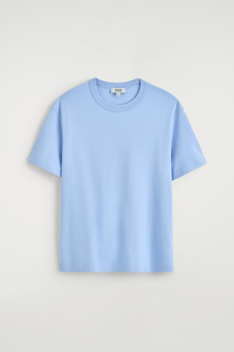 Interlock Cotton Crew-Neck T-Shirt in Light Blue