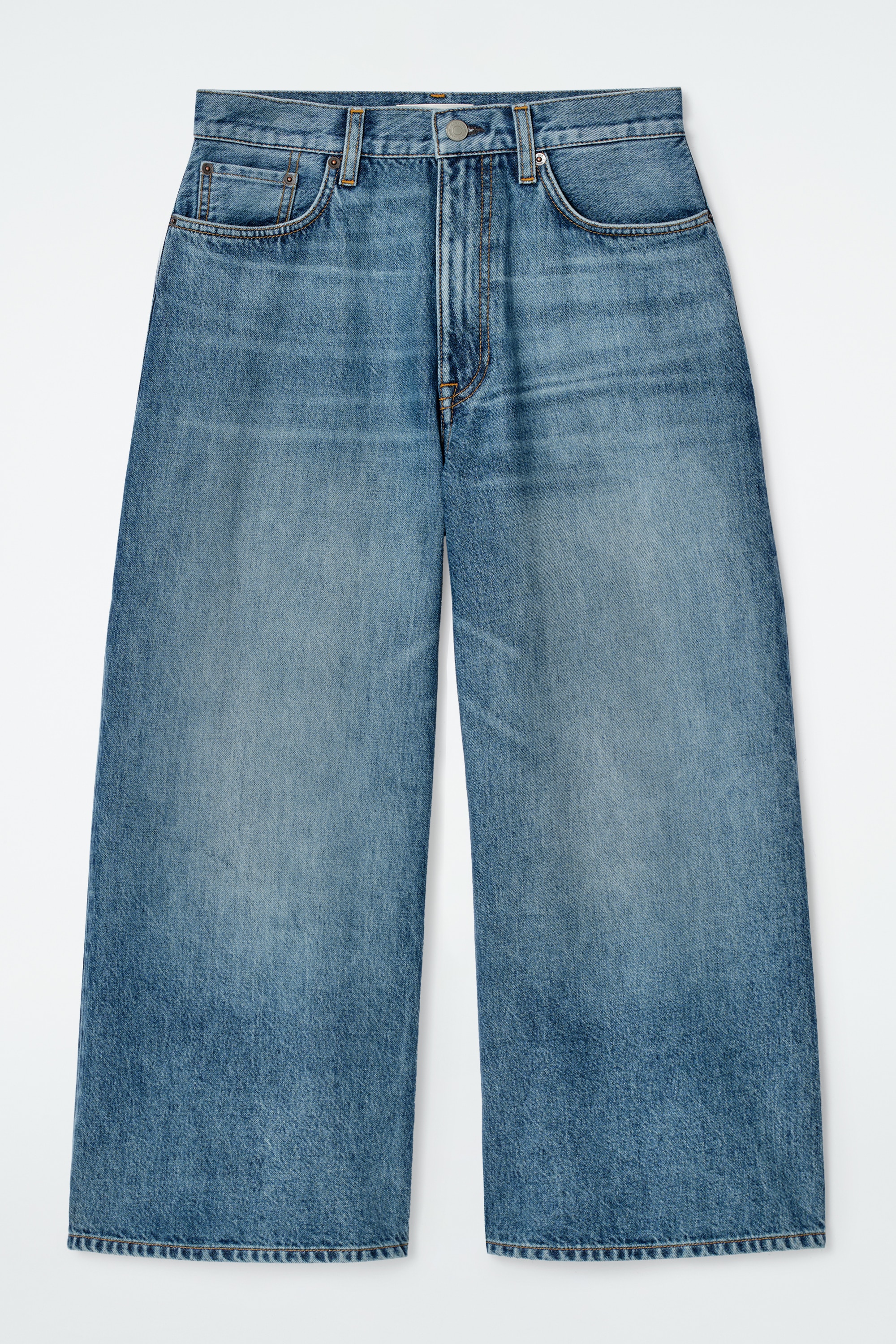 DŽÍNOVÉ KALHOTY CULOTTE - MODRÁ/KAMENNÁ