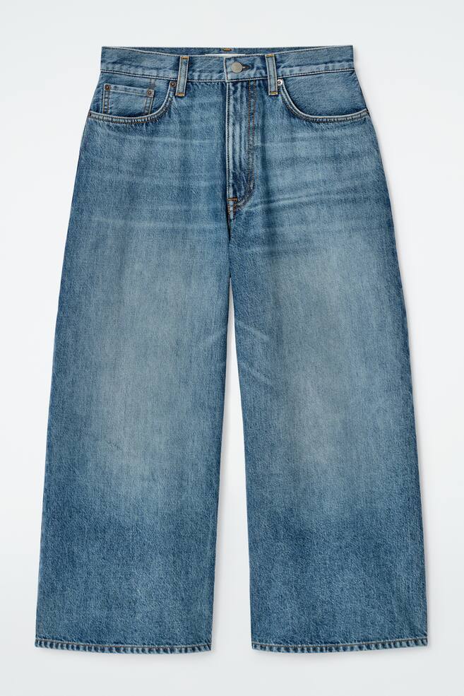 PANTALONI CULOTTE DIN DENIM - ALBASTRU/ALB - 1