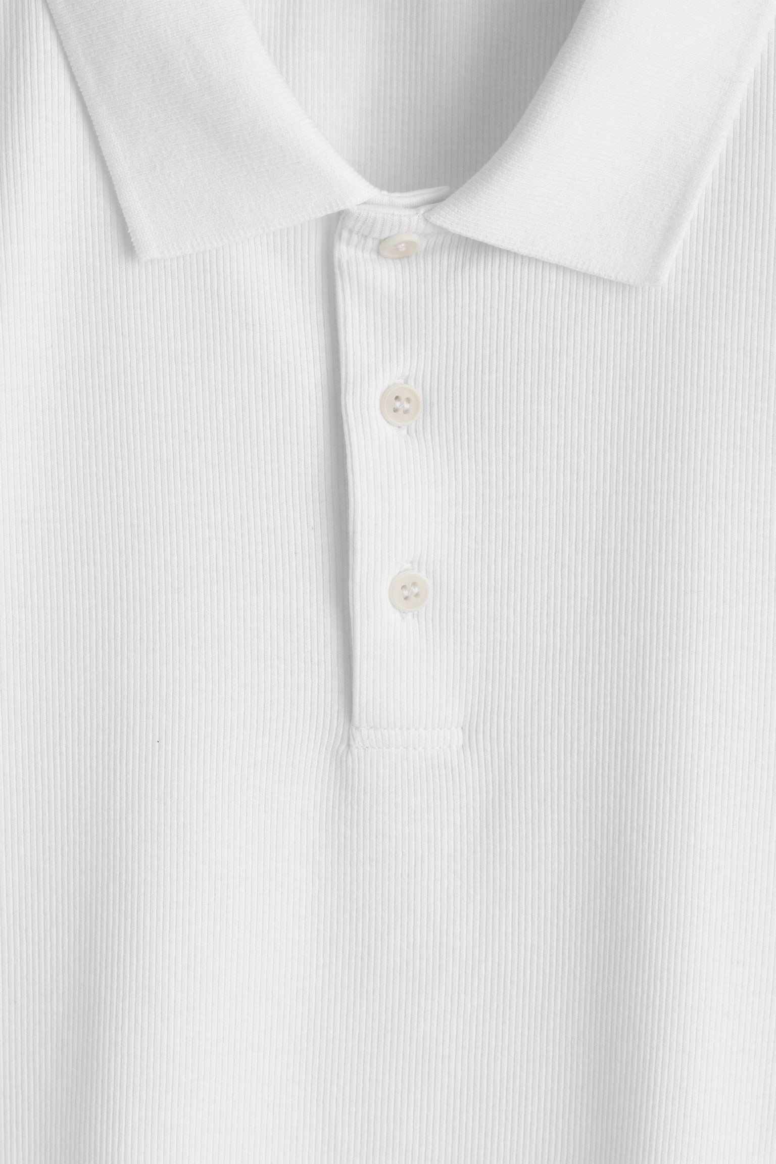 SLIM RIBBED COTTON POLO SHIRT - WEISS/SCHWARZ - 6