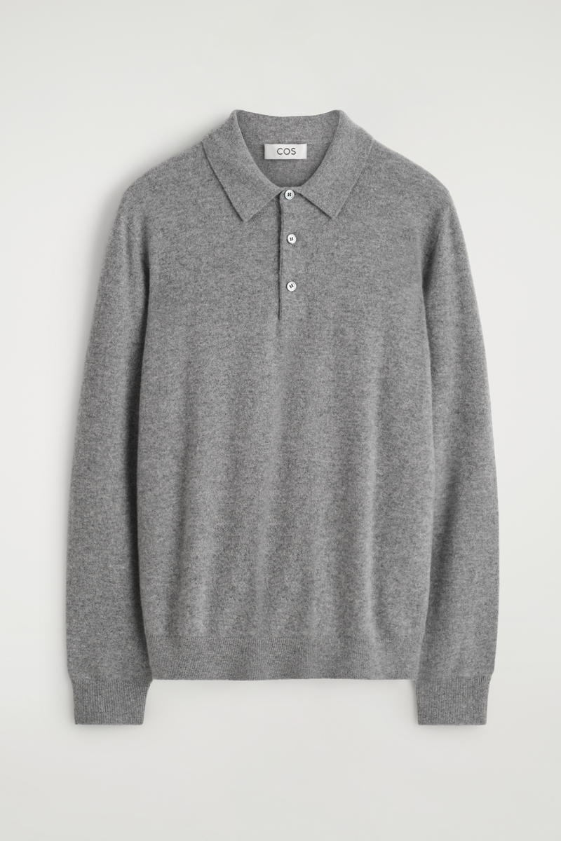 Cos Cashmere Polo Shirt In Gray In Gray