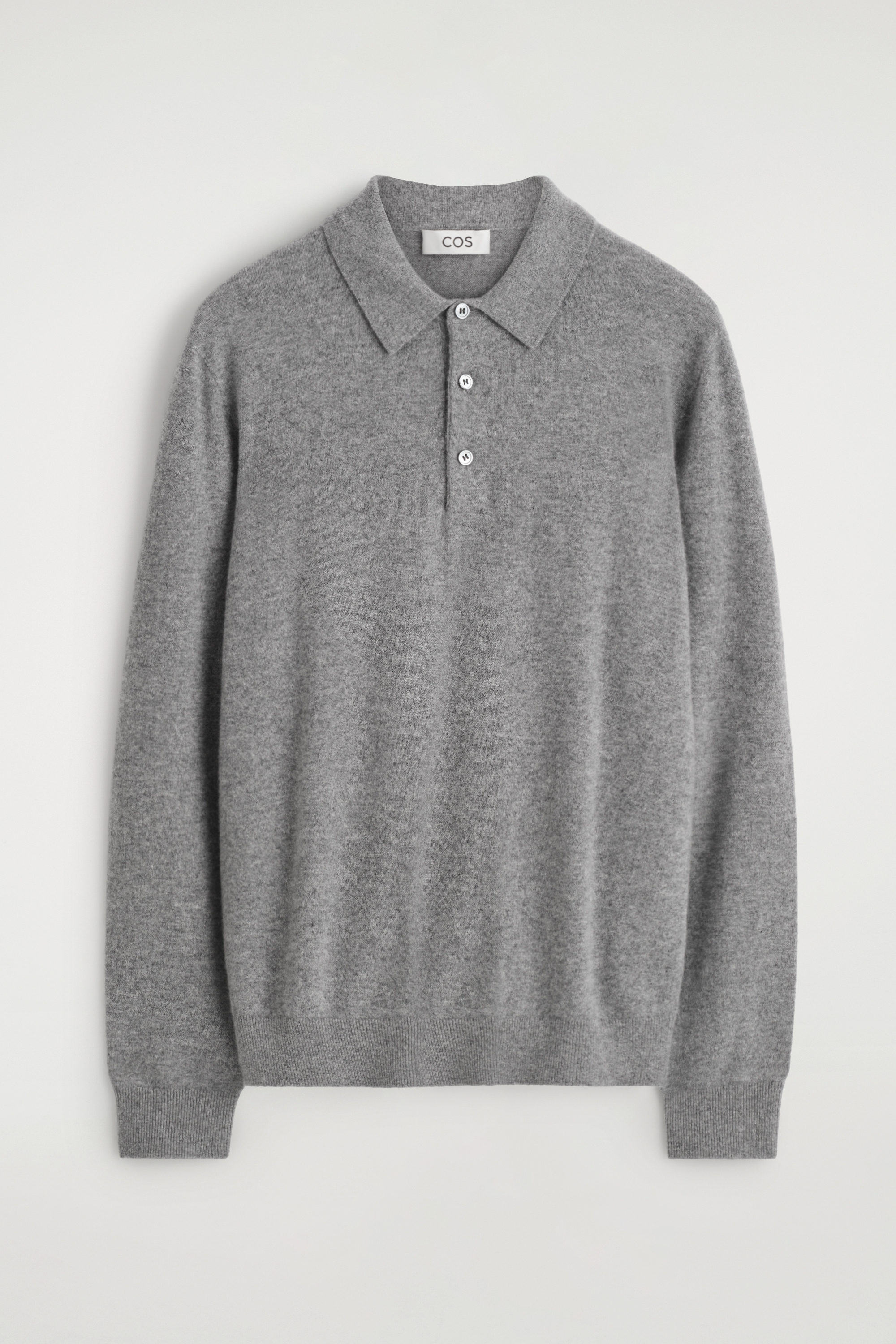 SEAMLESS CASHMERE POLO SHIRT - GRAY MÉLANGE | COS